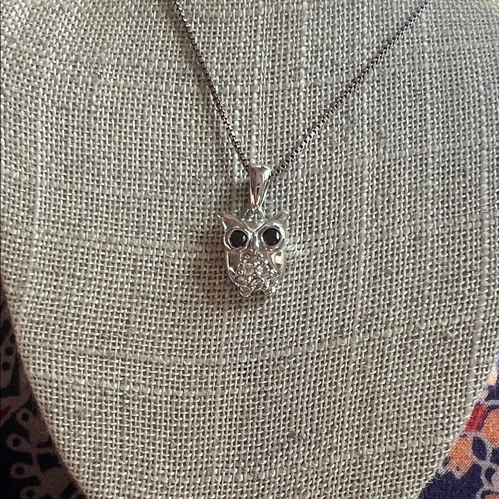 .925 Sterling Silver Tiny Owl Necklace Pendant